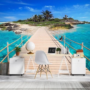 3D Sea Island View R1055 abnehmbare Tapete selbstklebende Tapete extra groß Peel & Stick Tapete Tapete Wandbild AJ WALLPAPERS