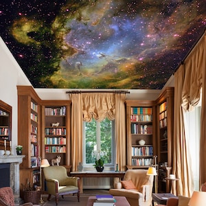 3D Fantasy Green Galaxy CA3482 Deckentapete abnehmbare selbstklebende Tapete große Peel & Stick Tapete Tapete Wandbild