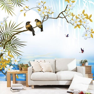 3D Sky Branch Vogel A712 abnehmbare Tapete selbstklebende Tapete Extra große Peel & Stick Wallpaper Wallpaper Wandbild AJ WALLPAPERSS