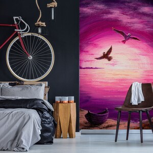 3D Fioletowy Świat Zwierząt Orły A5086 Tapeta Zdejmowana Tapeta Samoprzylepna Duża Tapeta Peel & Stick Tapeta Mural Marina Zotova