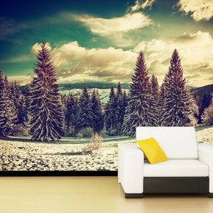 3D Verschneite Kiefernwald R5122 abnehmbare Tapete selbstklebend Tapete extra groß Peel & Stick Tapete Tapete Wandbild AJ WALLPAPERS