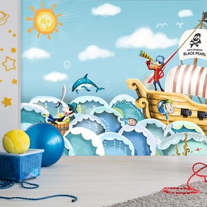 3D Cartoon Segeln Leben L11 abnehmbare Tapete selbstklebende Tapete Extra große Peel & Stick Wallpaper Wallpaper Wandbild AJ WALLPAPERS