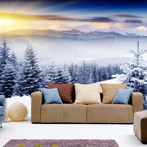 3D Snowy Snow Forest R4475 Fondo de pantalla extraíble Fondo de pantalla autoadhesivo Papel tapiz extra grande Peel & Stick Wallpaper Wallpaper Mural AJ WALLPAPERS