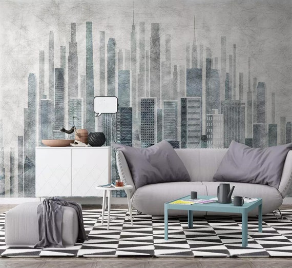 3D Urban Smoggy Building A501 Removable Wallpaper Self | Etsy