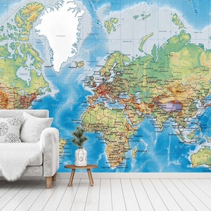 3D Mapy Świata 35 Zdejmowana Tapeta Samoprzylepna Tapeta Bardzo Duża Tapeta Zdejmowana i Przyklejana Tapeta Ścienna AJ WALLPAPERSS