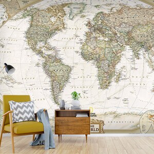3D detallado mapa del mundo R4043 Fondo de pantalla extraíble Fondo de pantalla autoadhesivo Papel tapiz extra grande Peel & Stick Wallpaper Wallpaper Mural AJ WALLPAPERS