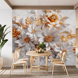 3D Esculpida Arte Flores L2460 Papel de Parede Removível Papel de Parede Autoadesivo Extra Grande Peel & Stick Papel de Parede Mural AJ PAPÉIS DE PAREDE