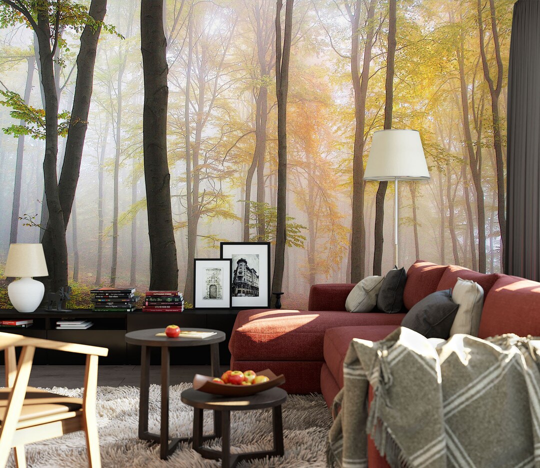 3D Misty Cool Forest R1082 Removable Wallpaper Self Adhesive Wallpaper ...