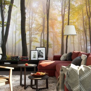 3D Misty Cool Forest R1082 abnehmbare Tapete selbstklebende Tapete extra groß Peel & Stick Tapete Tapete Wandbild AJ WALLPAPERS