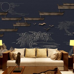 Peinture 3D de style chinois N269 Fonds peint amovible Auto-adhésif Fonds peint Extra Large Peel - Stick Wallpaper Wallpaper Mural AJ WALLPAPER AJ WALLPAPER