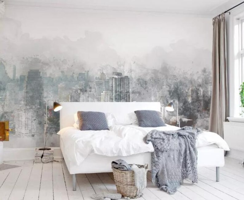 3D Cloudy City Buildings F86 Removable Wallpaper Self Adhesive Wallpaper Extra Large Peel /& Stick Wallpaper Wallpaper Mural AJ WALLPAPERS