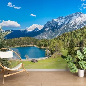 3D Nature Blue Lake L1203 Abnehmbare Tapete selbstklebende Tapete Extra große Peel & Stick Wallpaper Wallpaper Wandbild AJ HINTERGRUNDBILDER