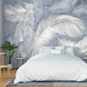 3D Penas Brancas L2663 Papel de Parede Removível Papel de Parede Autoadesivo Extra Grande Peel & Stick Papel de Parede Mural AJ PAPÉIS DE PAREDE