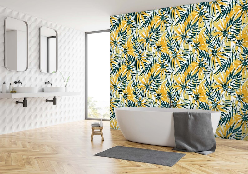3D Yellow Green Leaves FJFL123 Removable Wallpaper Self Adhesive Wallpaper Extra Large Peel /& Stick Wallpaper Wallpaper Mural AJ WALLPAPERS