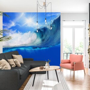 3D Blue Sea Waves L1696 Abnehmbare Tapete selbstklebende Tapete Extra große Peel & Stick Wallpaper Wallpaper Wandbild AJ HINTERGRUNDBILDER