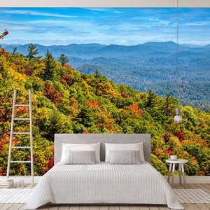 3D Bergwald Landschaft A4304 abnehmbare Tapete selbstklebende Tapete große Schale & Klebetapete Tapete Wandbild Beth Sheridan