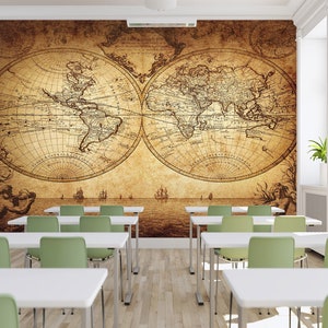3d mapa do mundo do vintage l031 papel de parede removível auto adesivo extra grande casca & vara papel de parede mural aj papéis de parede