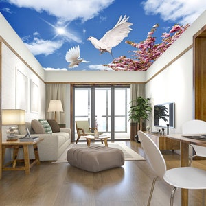 3D Elegante Palomas CA586 Papel tapiz de techo Papel tapiz autoadhesivo extraíble Papel tapiz grande pelado y pegado Papel tapiz Mural AJ FONDOS DE PANTALLA