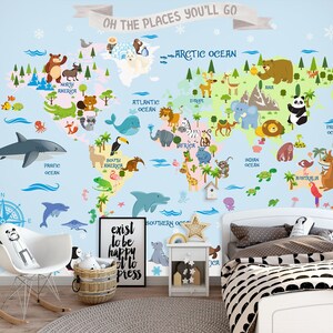3D Speelse Cartoon Dieren L1026 Verwijderbare Wallpaper Zelfklevend Behang Extra Grote Peel & Stick Wallpaper Muurschildering