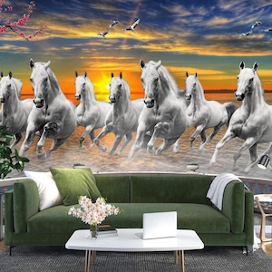 3D Animal Cavalo Branco L2614 Papel de Parede Removível Papel de Parede Autoadesivo Extra Grande Peel & Stick Papel de Parede Mural AJ PAPÉIS DE PAREDE