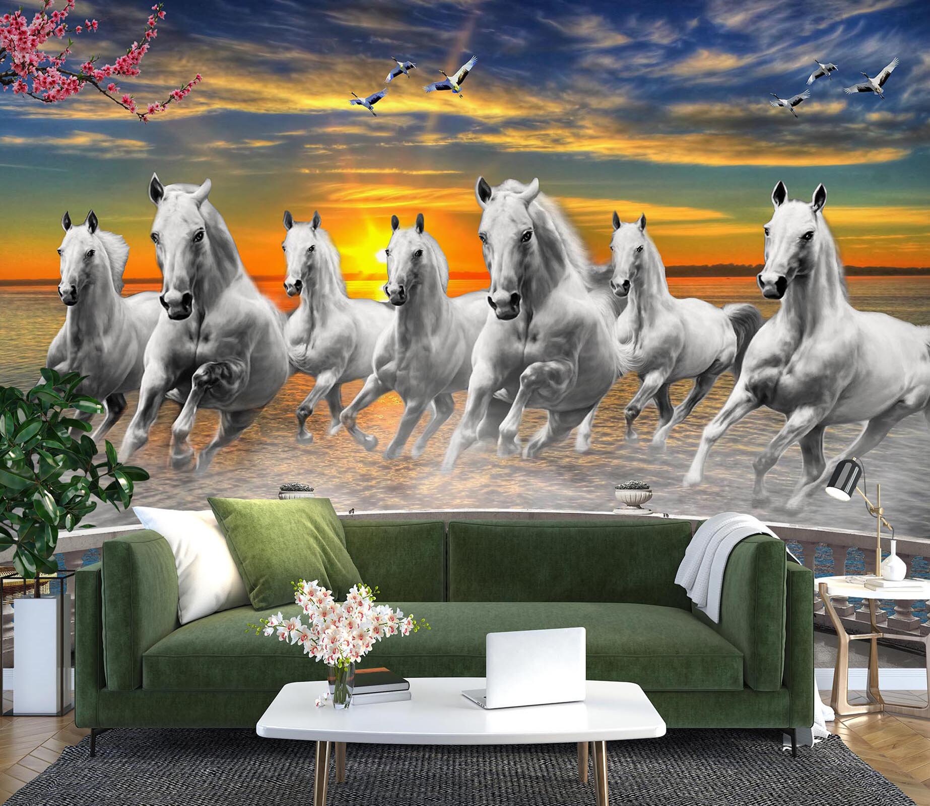 Papier Peint Mural 3D Animal Paon Vert Et Blanc Autocollant Papier Peint Mural 3D Animal Paon Vert Et Blanc Autocollant
