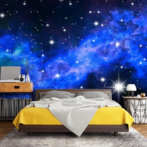 3D Blue Galaxy L1314 Ablösbare Tapete selbstklebende Tapete Extra große Peel & Stick Wallpaper Wallpaper Wandbild AJ HINTERGRUNDBILDER