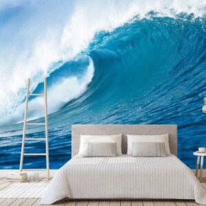 3D Blue Sea Wave L107 abnehmbare Tapete selbstklebende Tapete Extra große Peel & Stick Wallpaper Wallpaper Wandbild AJ WALLPAPERS
