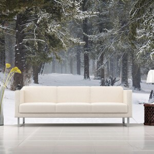 3D Forest White Snow R4645 Fondo de pantalla extraíble Fondo de pantalla autoadhesivo Papel tapiz Extra grande Peel & Stick Wallpaper Wallpaper Mural AJ WALLPAPERS