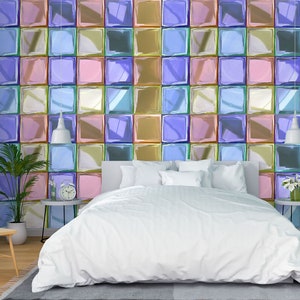 3D Cuadrados de colores L1858 Papel pintado removible Papel pintado autoadhesivo Papel pintado extra grande Peel & Stick Papel pintado Mural AJ WALLPAPERS