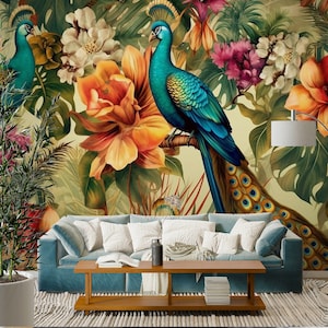 Papel de parede 3d animal nobre pavão l2470 papel de parede removível autoadesivo extra grande casca e bastão papel de parede mural aj