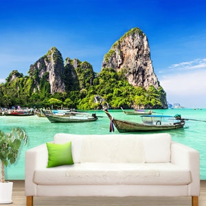 3D Sommer Grün Meer R5085 abnehmbare Tapete selbstklebend Tapete extra groß Peel & Stick Tapete Tapete Wandbild AJ WALLPAPERS
