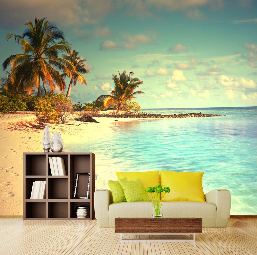 Rpc R5077 3D Nostalgic Sea Beach R5077 Removable Wallpaper Self Adhesive ...