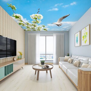 3D Azul Claro Cielo CA1059 Papel tapiz de techo Papel pintado autoadhesivo extraíble Papel tapiz grande pelado y pegado Papel tapiz Mural AJ WALLPAPERS