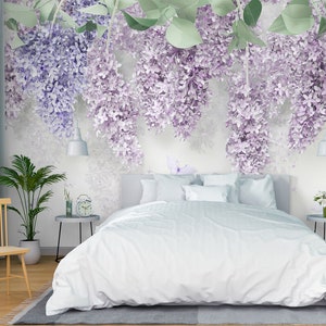 3D Roxo Lilás Flores L1138 Papel de Parede Removível Papel de Parede Autoadesivo Extra Grande Peel & Stick Papel de Parede Mural AJ PAPÉIS DE PAREDE