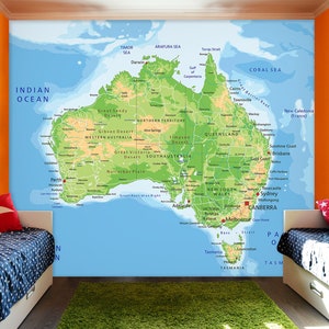 3D Australien Karte R1062 abnehmbare Tapete selbstklebende Tapete extra groß Peel & Stick Tapete Tapete Wandbild AJ WALLPAPERS