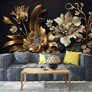 3D Elegant Art Flowers L2067 Papel pintado removible Papel pintado autoadhesivo Papel pintado extra grande Peel & Stick Papel pintado Mural AJ WALLPAPERS