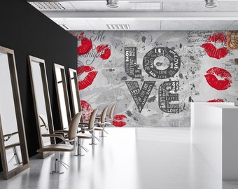 3D Red Lip Prints L458 Removable Wallpaper Self Adhesive Wallpaper Extra Large Peel & Stick Wallpaper Wallpaper Mural AJ WALLPAPERS