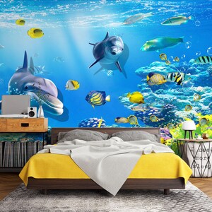 3D Animal Lindo Pez L1728 Papel pintado removible Papel pintado autoadhesivo Papel pintado extra grande Peel & Stick Papel pintado Mural AJ WALLPAPERS