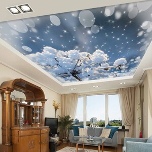 3D Blanco Nieve CA205 Papel tapiz de techo extraíble Autoadhesivo Papel pintado Grande Peel & Stick Papel tapiz Papel tapiz Mural AJ WALLPAPERS