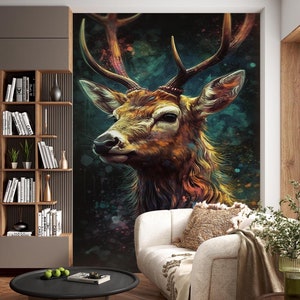 3D Tier Hirsch L2197 Abnehmbare Tapete Selbstklebende Tapete Extra Großes Wandbild zum Abziehen und Aufkleben AJ WALLPAPERS