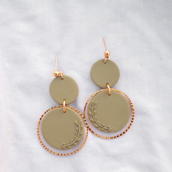 MADE TO ORDER: Gold Hoop Earrings | Olive | Clay Earrings