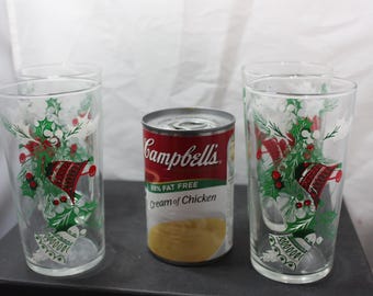 4 Hazel Atlas Christmas Glasses