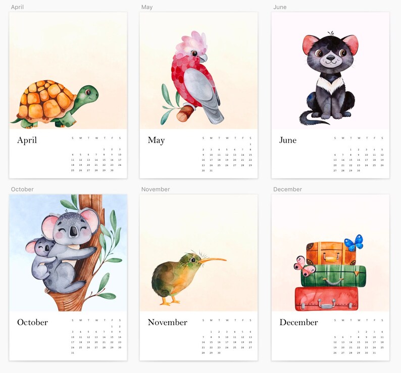 Calendar 2021 Calendar Cute Animals Australian Animals Etsy