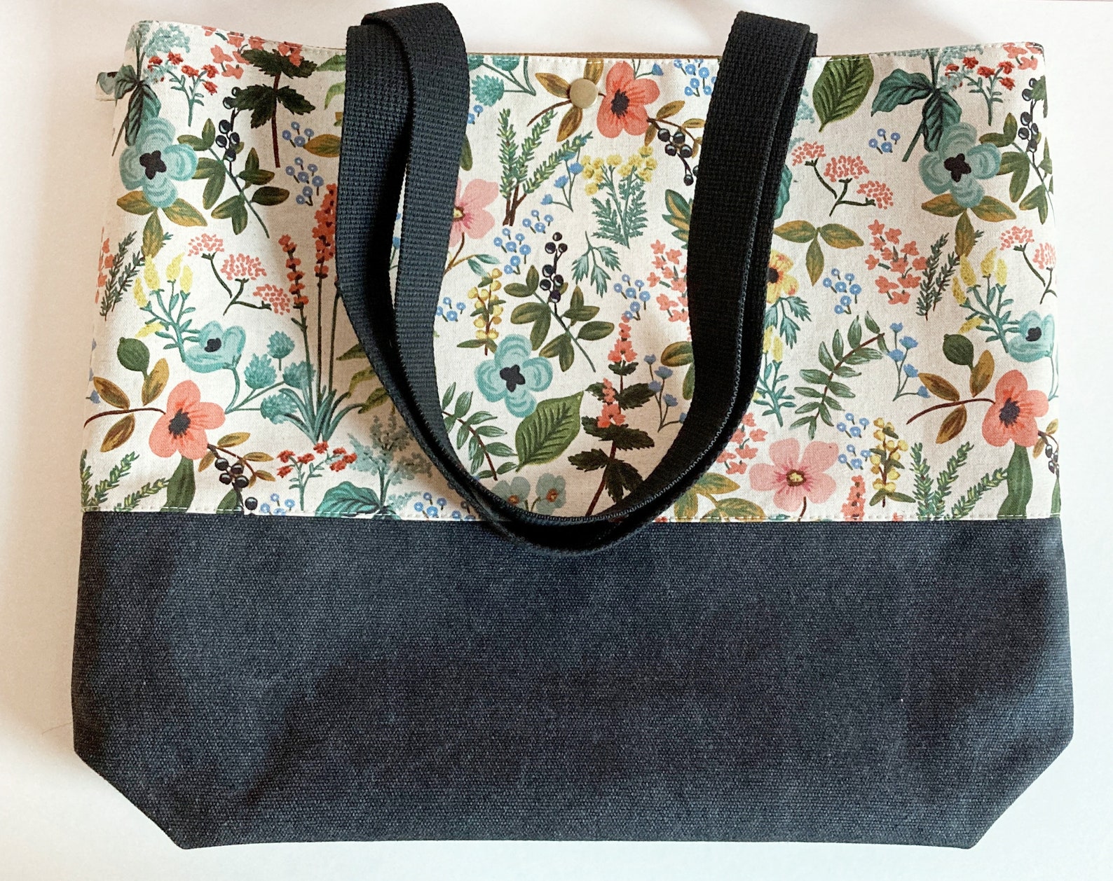 Canvas tote bag Shoulder bag Handmade fabric bag fabric Etsy
