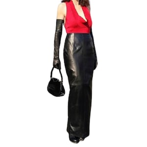 Handmade Women&#39;s Lamb Skin soft Leather skirt , soft Leather skirt ,Women&#39;s long Leather skirt,Genuine very soft Leather skirt Made To Order