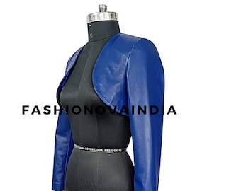 Handmade Lambskin Leather Cropped Bolero Shrug: Slim Fit Biker Jacket