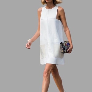 Handmade Lambskin Leather Dress: Sleeveless A-Line Party Cocktail