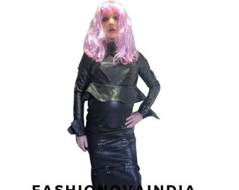 Handmade Cow Leather Dress: Fitted Women's Party Cocktail Wear