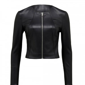 Veste de célébrité en cuir d'agneau pour femme faite main, veste en cuir, veste en cuir vintage pour femme, veste en cuir véritable