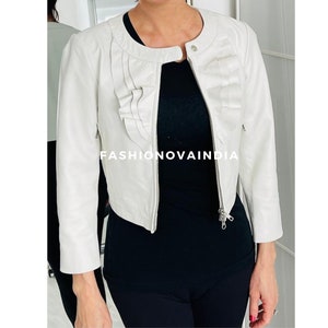 Handmade Women&#39;s Genuine Lamb Skin Leather jacket , New Style jacket , Leather Jacket Women&#39;s Vintage Leather , Dress Genuine Leather Jacket